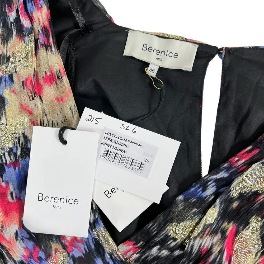 New Women’s Berenice Rayan Gold Print Short Dress Size 36/Small